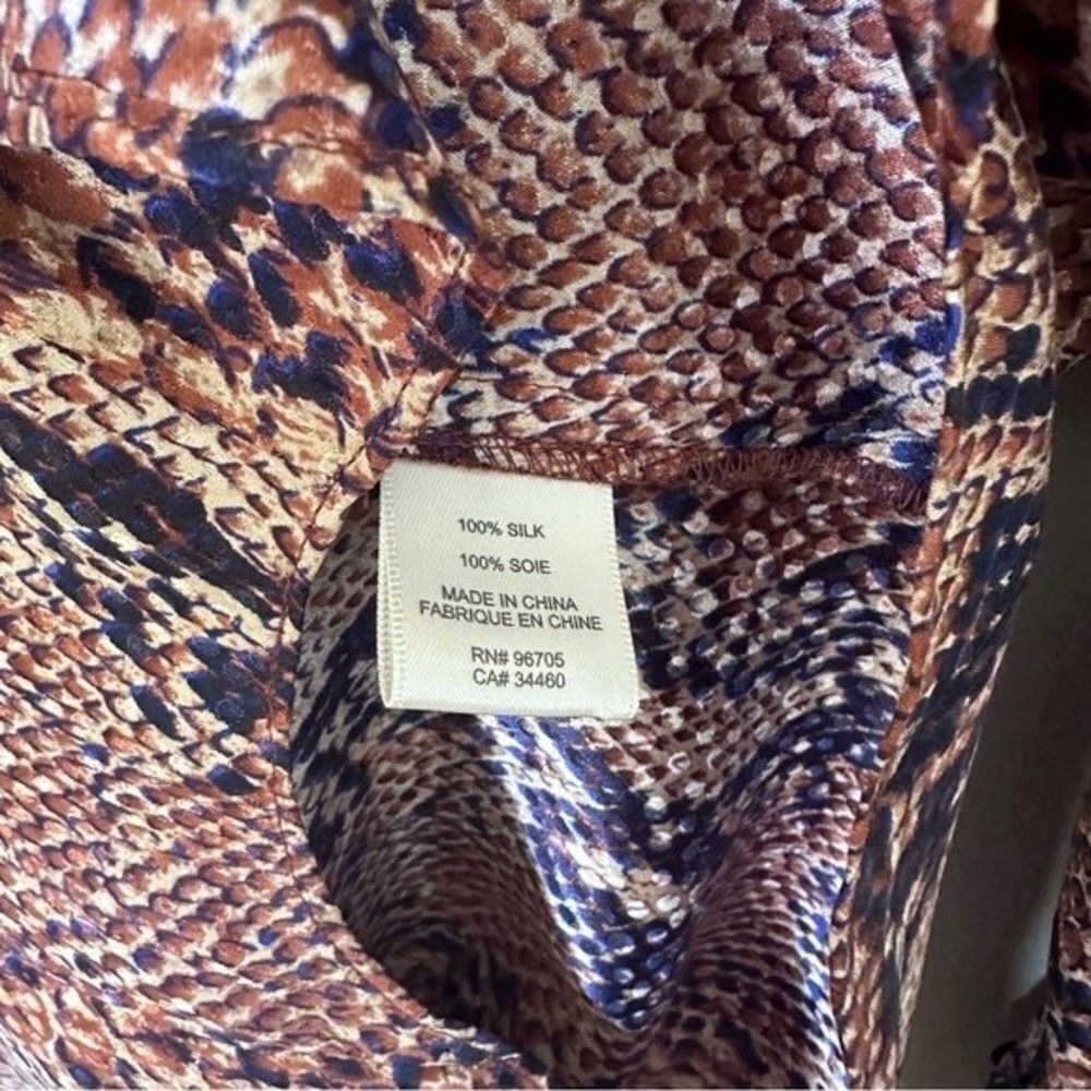 Rebecca Taylor Snakeskin Print Button Down Silk Top Size 4 - Picture 4 of 6